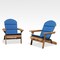Contemporary Home Living Set of 2 Navy Blue and Brown Outdoor Patio Adirondack Chairs with Cushions 35.75"